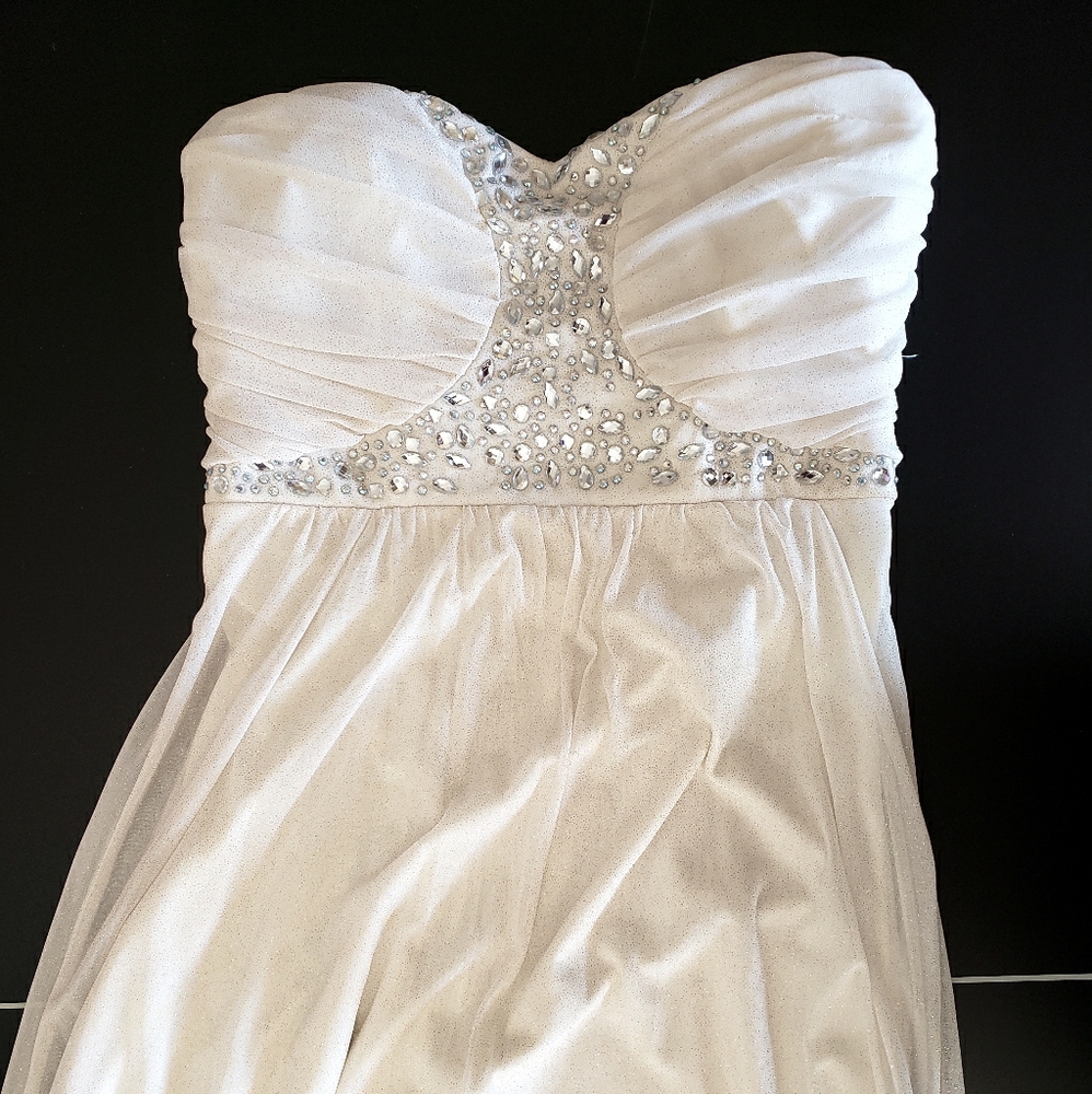 White, sparkly long prom dress